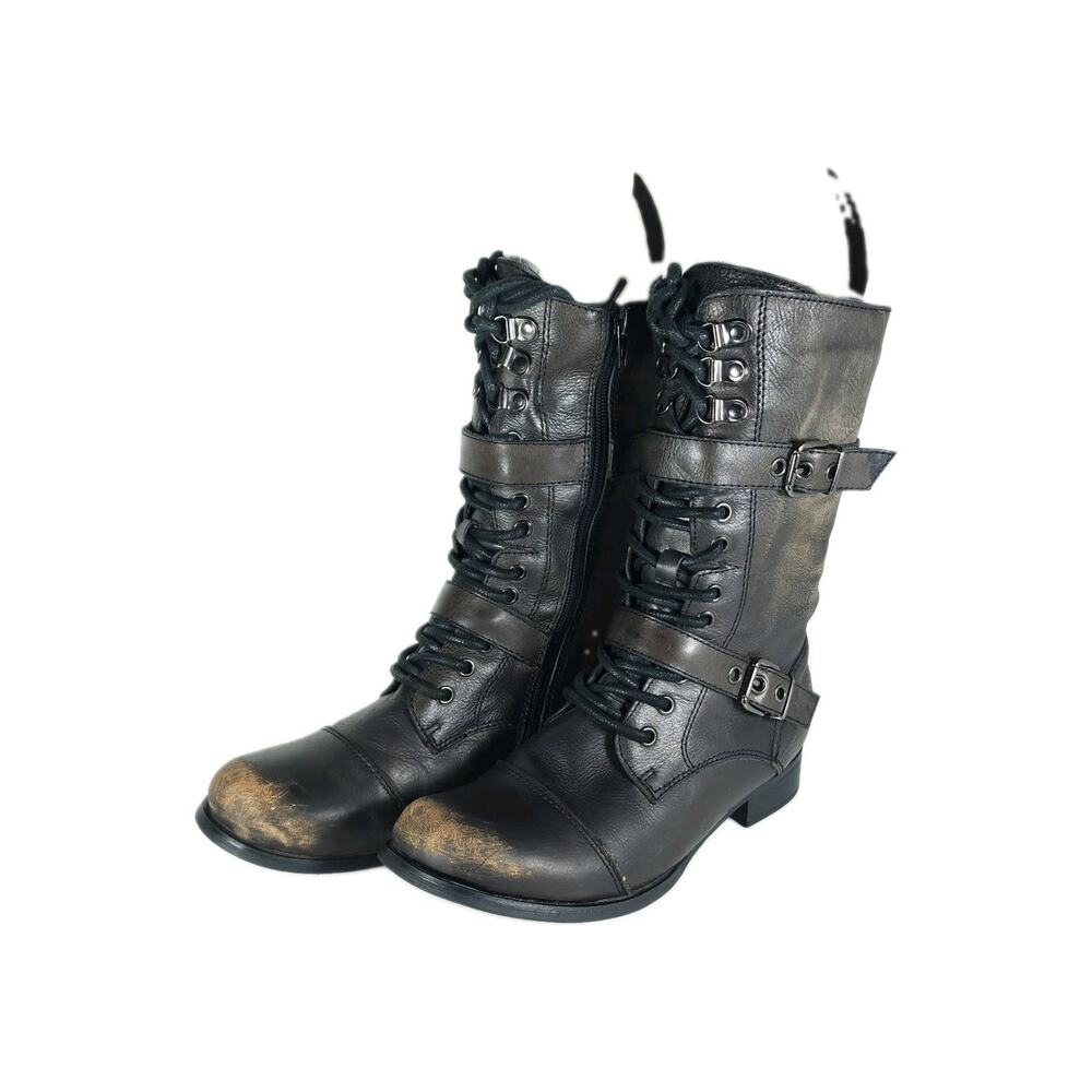 Miz Mooz Women's Melinda US 7,5 Brown Distressed Leather Riding Boots